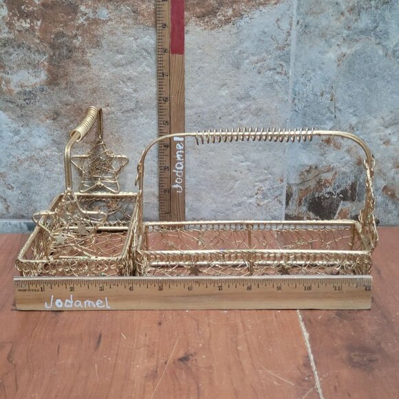 Gold Metal Wire Basket Star and Reindeer Design Christmas Container Decor - Picture 8 of 8